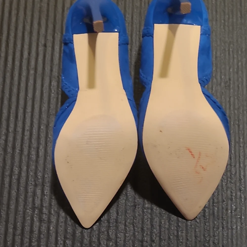 JustFab Women's Faux Suede Blue Heels - Picture 6 of 12